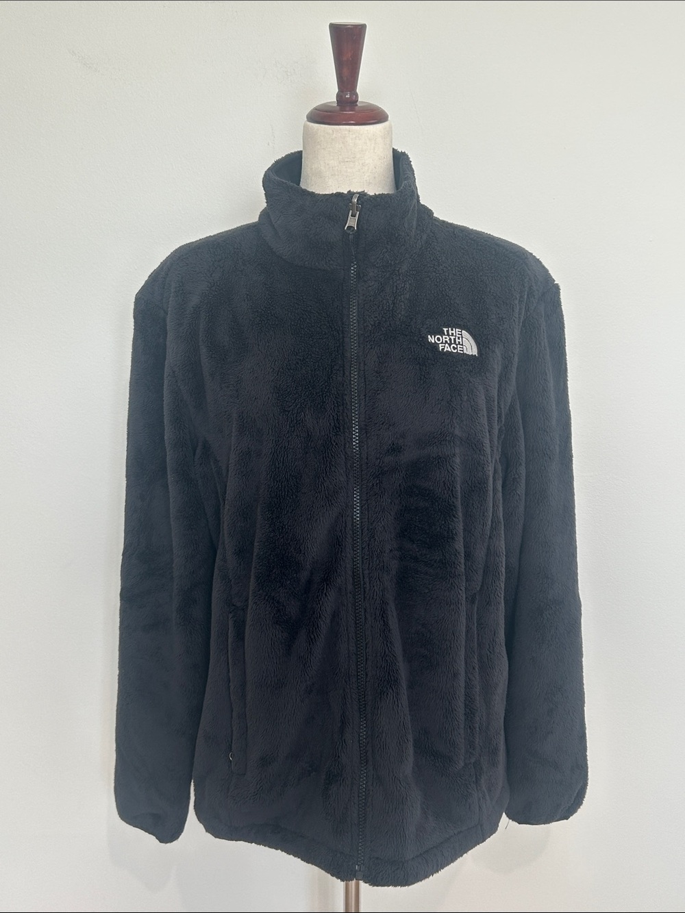 Women’s The North Face Black Plush Full-Zip Fleece Jacket Size XL EUC